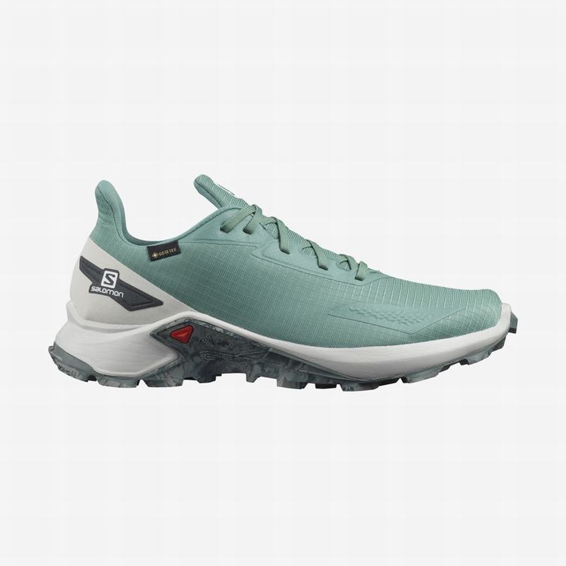 Salomon ALPHACROSS BLAST GTX - Mens Trail Running Shoes - Turquoise - NZ (65714-OULJ)